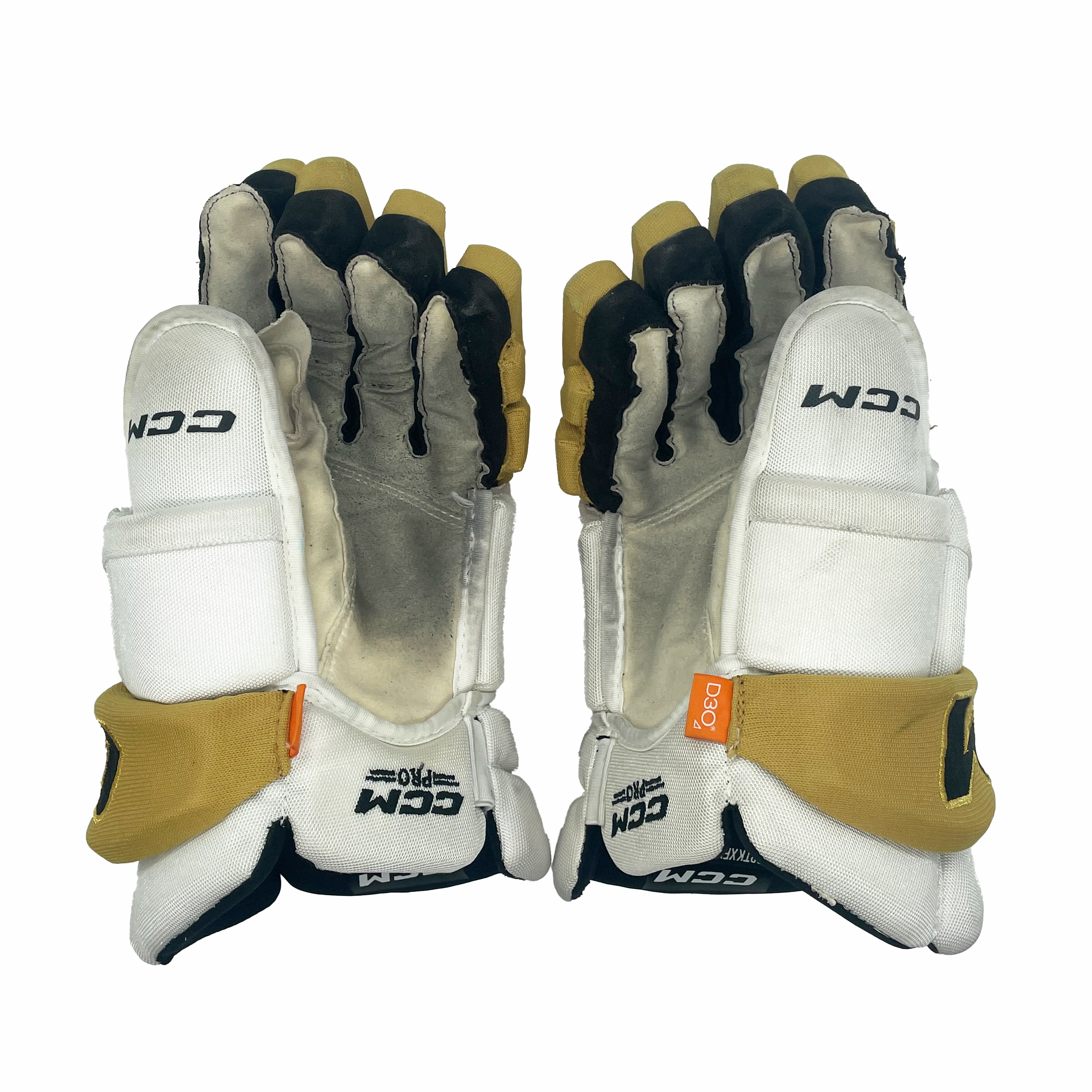 CCM HGPTKXFXP - Gant de hockey d'occasion NHL Pro Stock - Golden Knights de Vegas (blanc/or)